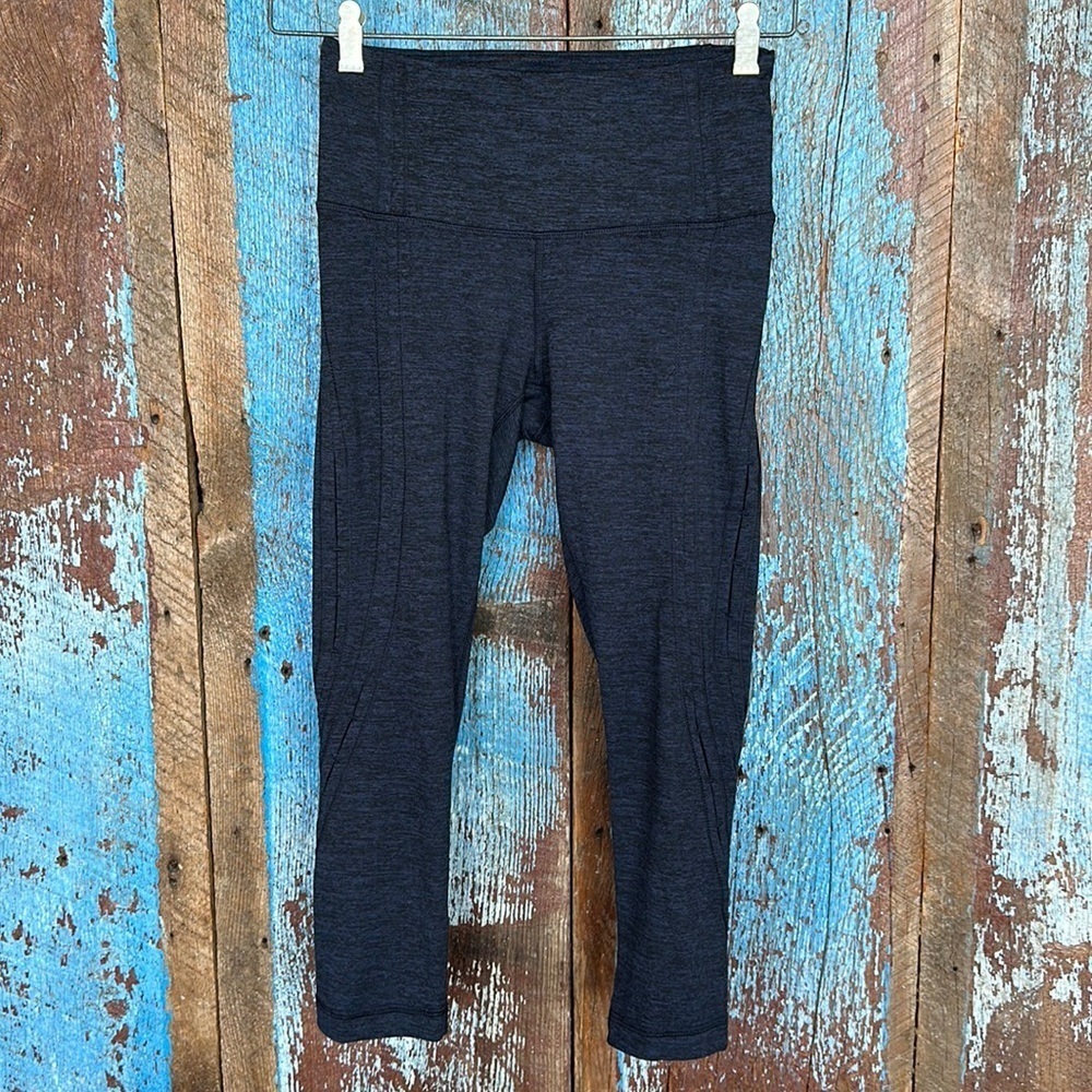 Yogalicious Crop Women’s Heather Blue Leggings Size Small